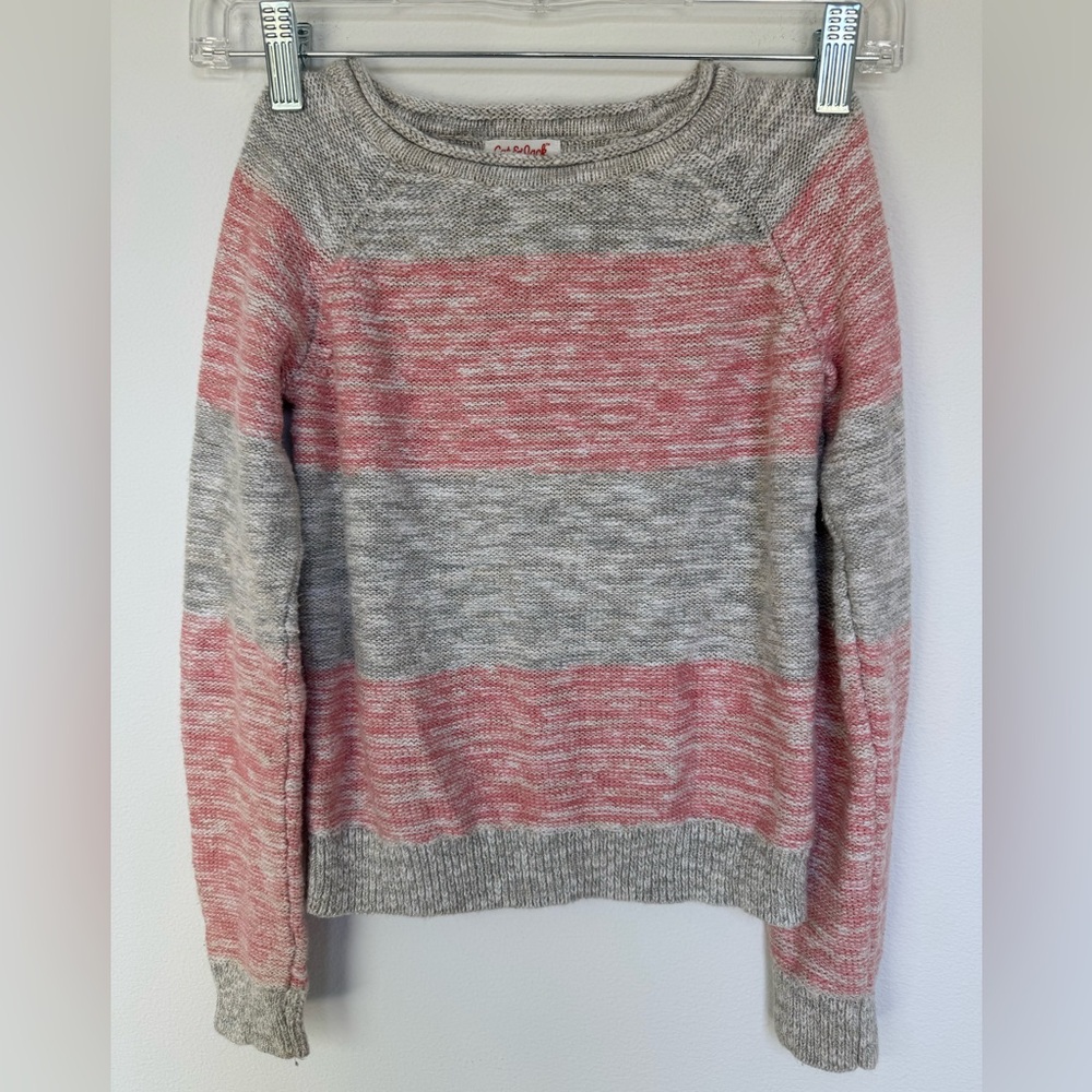 Cat & Jack Girls Pink and Gray Striped Sweater- Size Medium 7/8